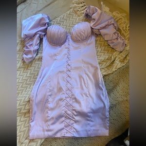 Oh Polly dress  satin  puff sleeve